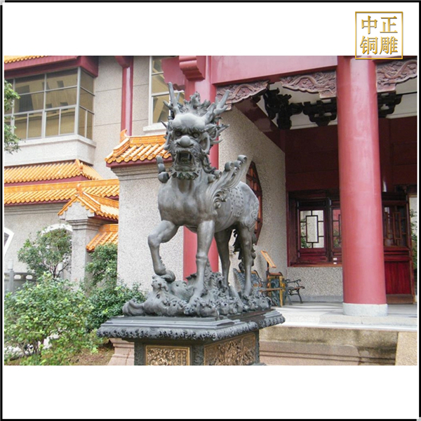 門口銅麒麟擺件