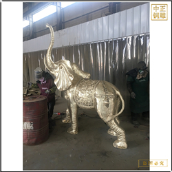 酒店別墅門(mén)口銅雕大象鑄造