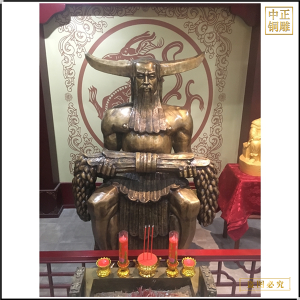 道教神農大帝人物銅像