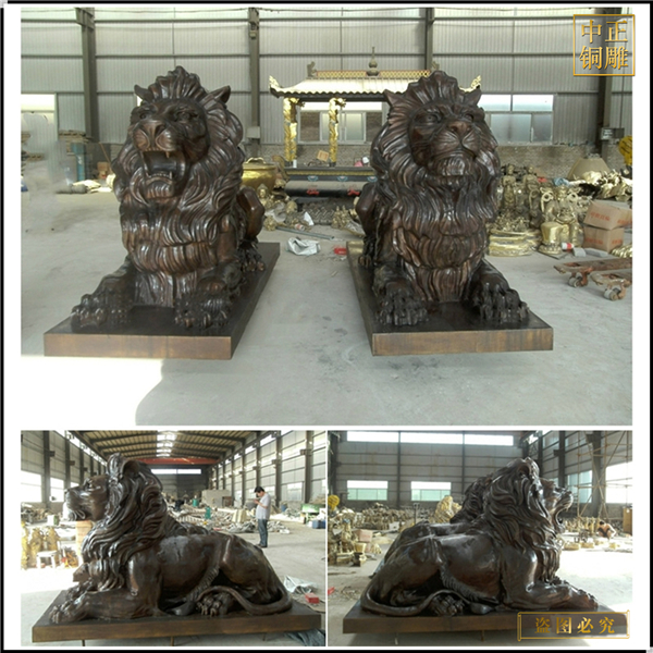 銅獅子小區(qū)門口擺件