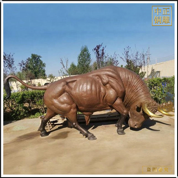 仿古銅牛造型雕塑