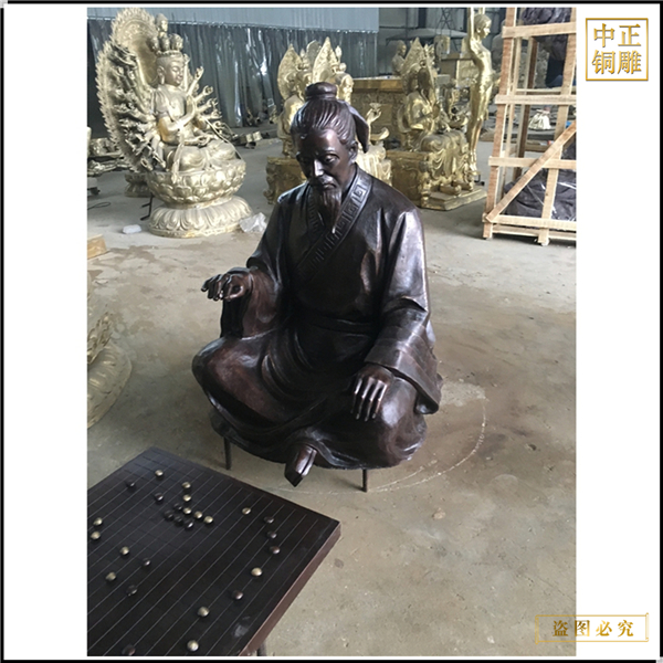 古代人物下棋人物銅雕塑
