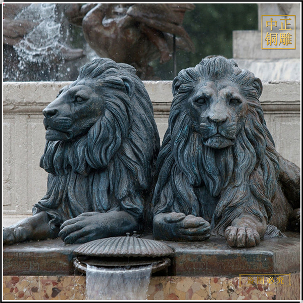 一對(duì)銅獅子雕塑