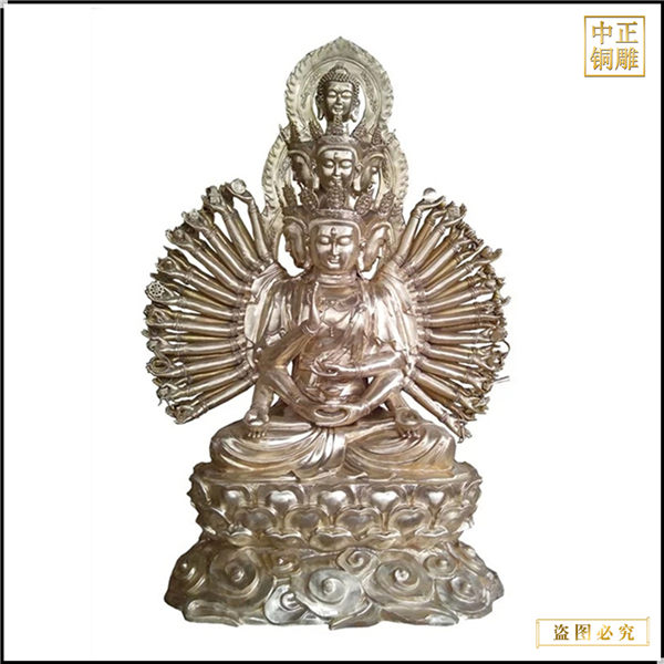 純銅鎏金千手千眼觀世音銅像