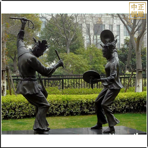 園林廣場扭秧歌人物雕塑