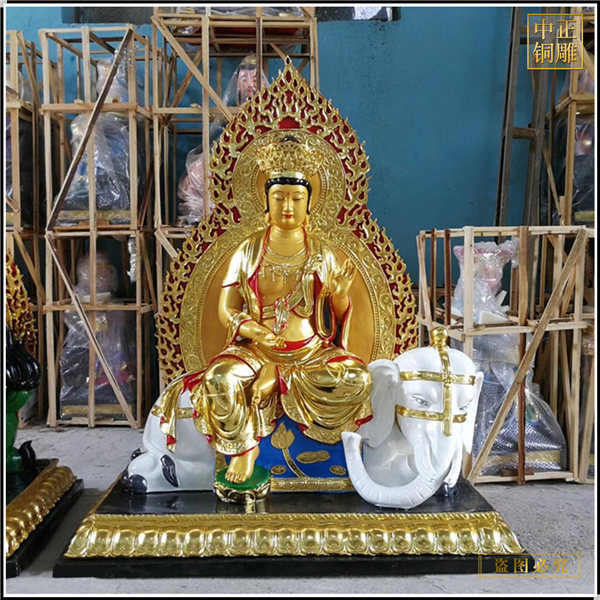 貼金文殊普賢菩薩佛像制作