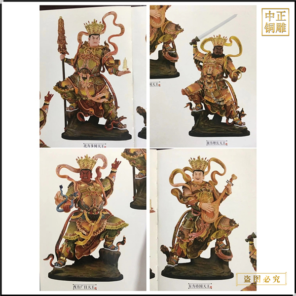 大型四大天王銅佛像擺件