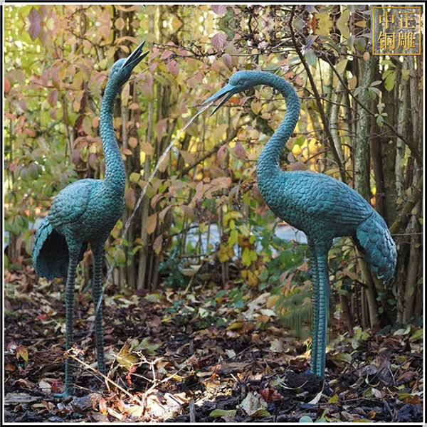 景觀噴水銅鶴雕塑